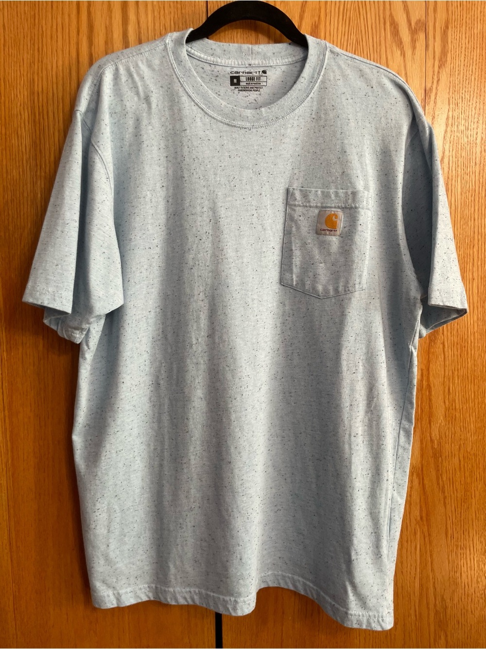 Carhartt Men's Loose Fit Pocket Tee in Speckled Heather Light Blue